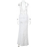Women Summer Strapless Halter Neck Beach Holidays Dress