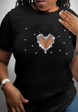 Plus Size Women Floral Print Short Sleeve Round Neck T-Shirt