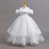 Girls' Floral Puff Tulle Princess Dress