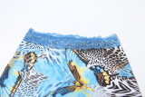 Women Spring Summer Sexy Print Tie Bikini Three-Piece