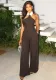 African fashion summer Women striped sexy Halter Neck wide leg Casual Jumpsuit