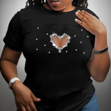 Plus Size Women Floral Print Short Sleeve Round Neck T-Shirt