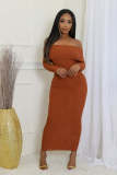 sexy and elegant Fashionable knitting women Slim Fit Off-shoulder long dress