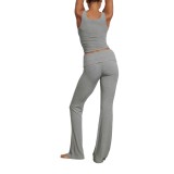 Fashion Ribbed Vest Folded Pants Women's Sports Two-piece Set