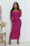 sexy and elegant Fashionable knitting women Slim Fit Off-shoulder long dress
