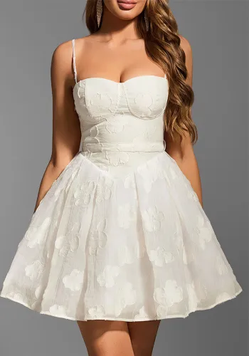 Sexy Low Back Lace-Up A-line short Jacquard Strap Dress