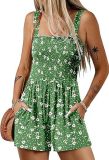 Women's summer quare neck sleeveless loose beach Holidays Casual pleated jumpsuit