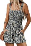 Women's summer quare neck sleeveless loose beach Holidays Casual pleated jumpsuit