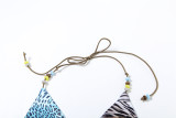 Women Spring Summer Sexy Print Tie Bikini Three-Piece