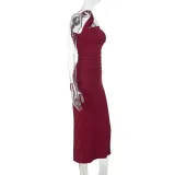Women Summer Slash Shoulder Halter Neck Dress