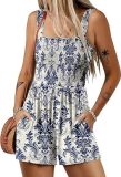 Women's summer quare neck sleeveless loose beach Holidays Casual pleated jumpsuit