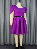 Square neck beaded sleeve high waist a-line Formal Party cocktail Plus Size dress