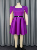 Square neck beaded sleeve high waist a-line Formal Party cocktail Plus Size dress