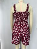 Women's summer quare neck sleeveless loose beach Holidays Casual pleated jumpsuit
