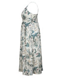 Women's Fashion Elegance V-neck Strap Plus Size Print Holidays Long Dress