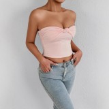 Women Summer Sexy Strapless Crop Top