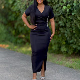 Women's Chic Fashion V-Neck Beaded African Formal Party Dress