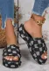 Women Washed Denim Platform Slippers
