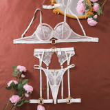 Women bra embroidery meshSexy Lingerie five-piece set with steel ring