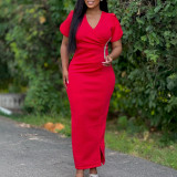 Women's Chic Fashion V-Neck Beaded African Formal Party Dress