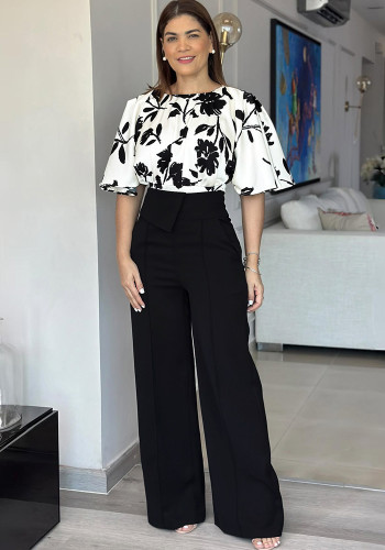 Women Printed Casual Top and Pants Two Piece