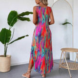 Women Summer Printed Sleeveless Split Sundress