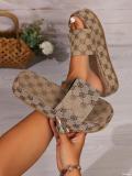 Women Plum Blossom Embroidery Platform Casual Slippers