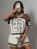 Women Letter print Casual shorts Rugby basketball women Two Piece