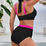 Color-Matching Halter Neck High-Waist Sexy Bikini Two-Piece Swimsuit for Women