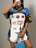 Women Letter print Casual shorts Rugby basketball women Two Piece