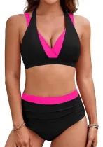 Color-Matching Halter Neck High-Waist Sexy Bikini Two-Piece Swimsuit for Women