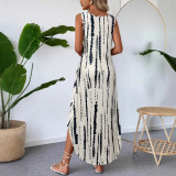 Women Summer Printed Sleeveless Split Sundress