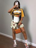 Women Letter print Casual shorts Rugby basketball women Two Piece