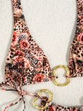 Women sexy tiger print Halter Neck lace Two Pieces bikini swimsuit