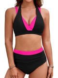 Color-Matching Halter Neck High-Waist Sexy Bikini Two-Piece Swimsuit for Women