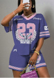 Women Letter print Casual shorts Rugby basketball women Two Piece