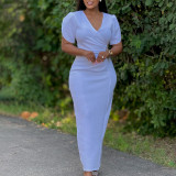 Women's Chic Fashion V-Neck Beaded African Formal Party Dress