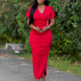 Women's Chic Fashion V-Neck Beaded African Formal Party Dress