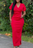 Women's Chic Fashion V-Neck Beaded African Formal Party Dress