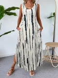 Women Summer Printed Sleeveless Split Sundress