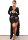 Women Summer Sexy Long Sleeve Ruffled Slit Maxi Dress