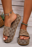 Women Plum Blossom Embroidery Platform Casual Slippers