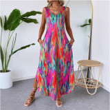 Women Summer Printed Sleeveless Split Sundress