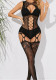Women Jacquard Suspender Hollow Bodysuit Sexy Lingerie