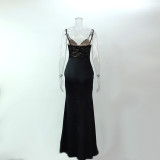 Women summer lace sexy suspender fishtail dress