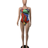 Women Beach Print One-piece Swimwear