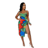 Women Beach Print One-piece Swimwear