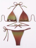 Multi-Color High-Waist Briefs Sexy Two-Piece Bikini Swimsuit for Women