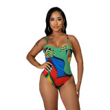 Women Beach Print One-piece Swimwear