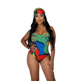 Women Beach Print One-piece Swimwear